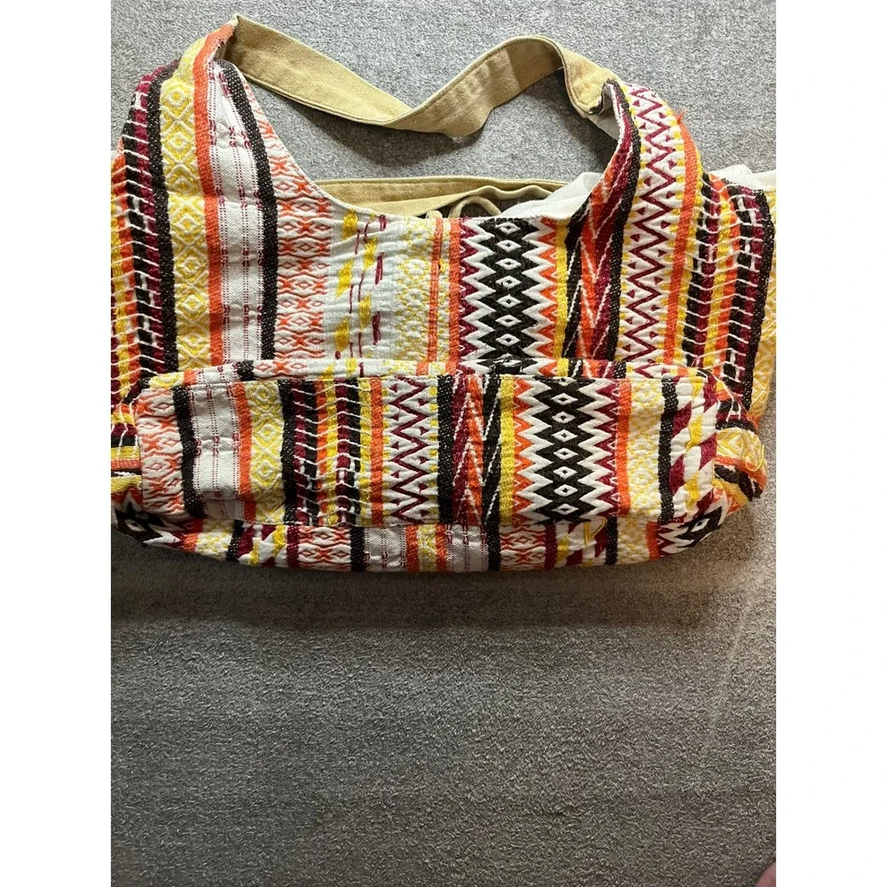 Woven Boho Hobo Bag Hippie Geometric Striped Shoulder Bag Aztec Tribal Print